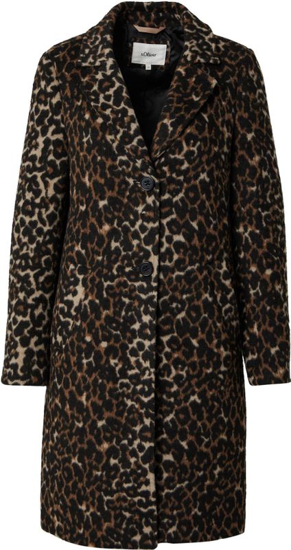 s.Oliver RED LABEL - Regular Fit - Lange Jas - Luipaardpatroon
