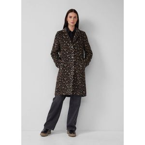 s.Oliver RED LABEL - Regular Fit - Lange Jas - Luipaardpatroon