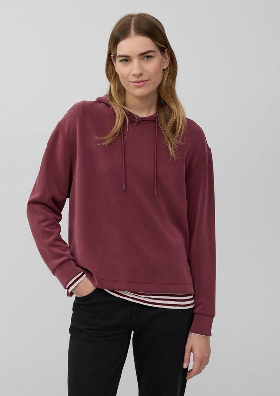 s.Oliver - Sweatshirt - Bordeaux - Capuchon met Trekkoord - Losse Pasvorm