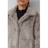 s.Oliver RED LABEL - Lange Jas - Imitatiebont - Regular Fit - Platte Kraag