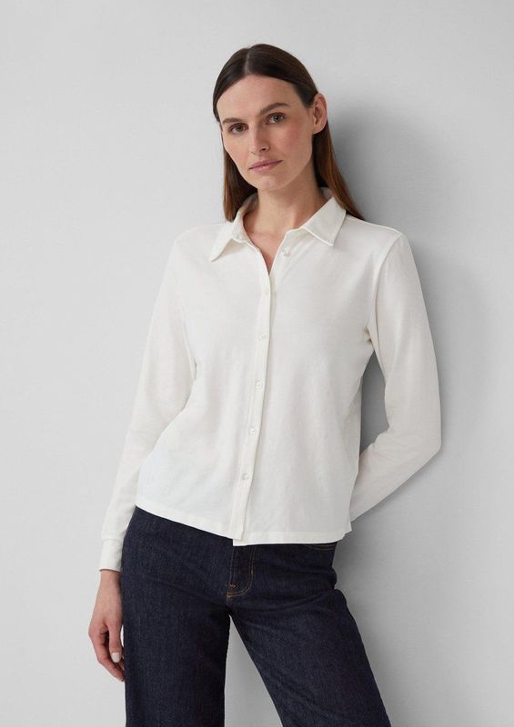 s.Oliver RED LABEL - Blouseshirt - Katoenmix - Regular Fit - Polokraag - Lange Mouwen