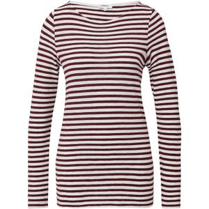 s.Oliver - Shirt - Bordeaux/Wit - Lange Mouw - Slanke Pasvorm