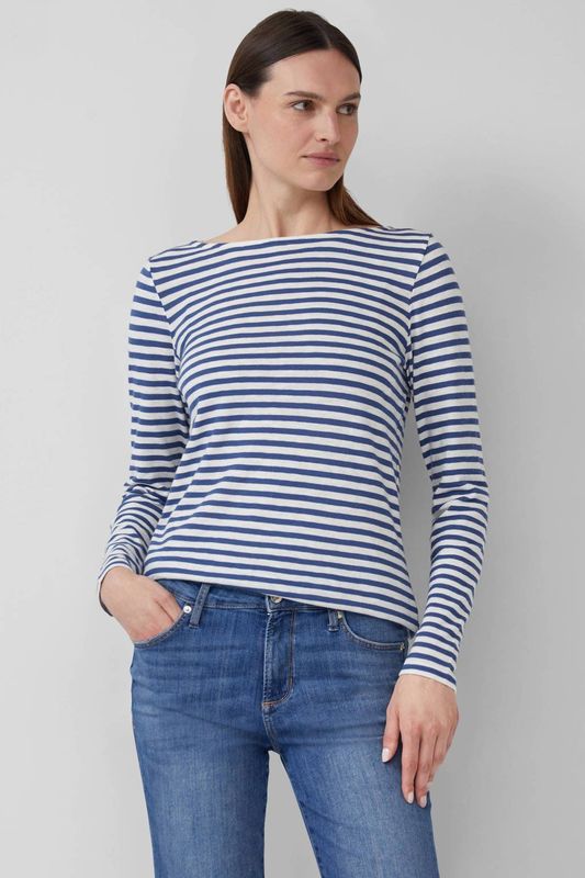 T-shirt - Zacht - Gestreept - Lange Mouwen - Boothals - Slanke Pasvorm