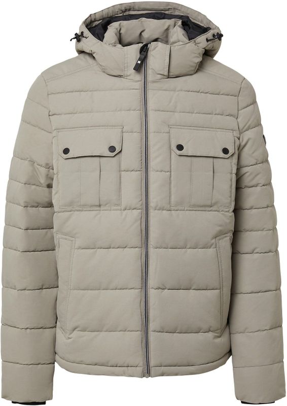 s.Oliver - Gewatteerde Jas - Dk Beige - Met Capuchon en Rijgkoord