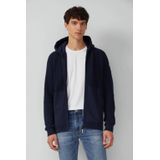 Vest - Katoenmix - Met Capuchon - Normale Pasvorm - Geribde Boorden