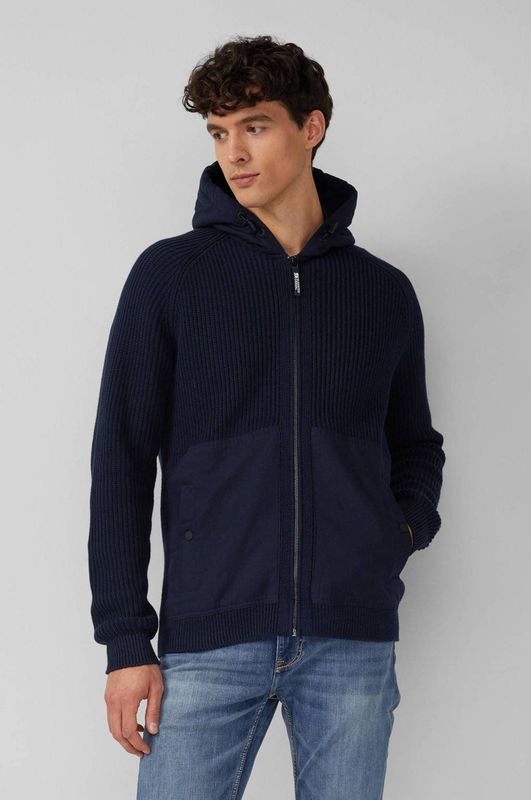 Vest - Katoenmix - Met Capuchon - Normale Pasvorm - Geribde Boorden