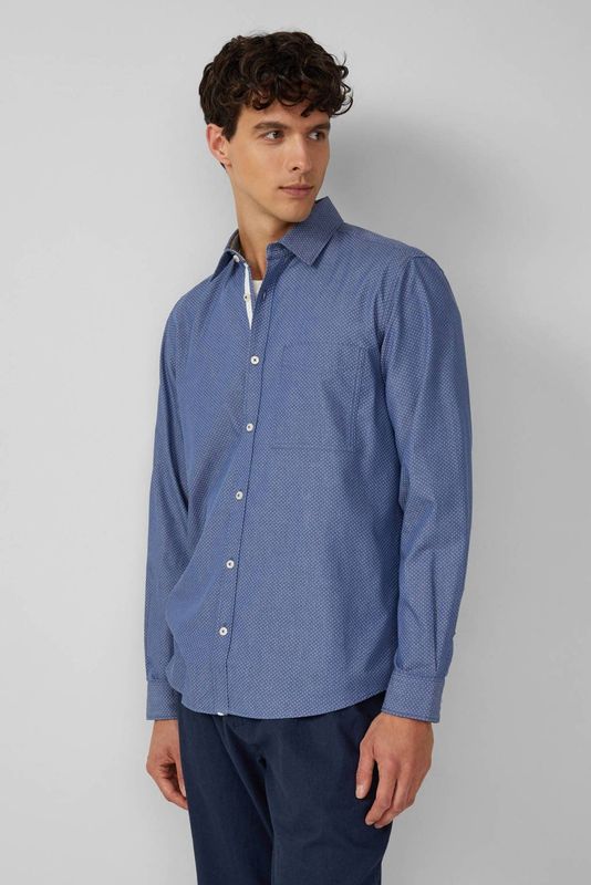 Shirt - Gewassen - Regular Fit - Met Button-Down-Kraag en Borsttasche
