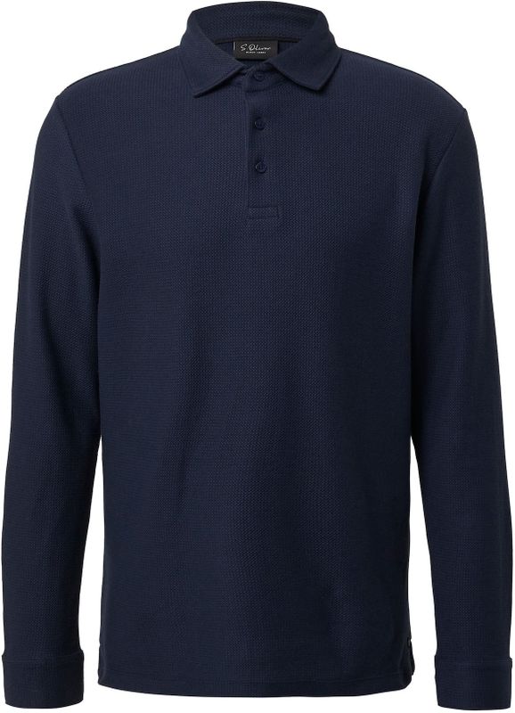 Poloshirt - Regular Fit - Lange Mouwen - Geweven Jacquard