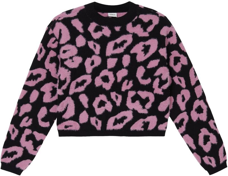 s.Oliver RED LABEL - Loose Fit - Gebreide Pullover - Katoenmix - Luipaardpatroon