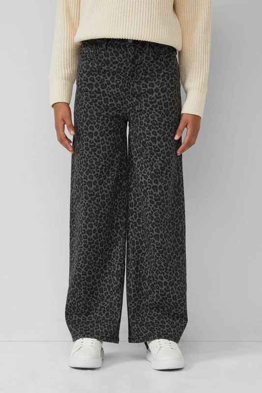 Broek - Jeans - Wijde Pijpen - Hoge Taille - Katoen-Stretch Twill