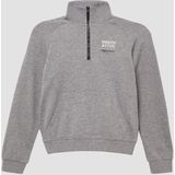 Sweatshirt - Katoenmix - Regular Fit - Troyer Kraag - Geribde Boorden
