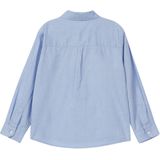 Shirt - Katoenen Chambray - Lange Mouwen - Normale Pasvorm - Met Kraag en Borstzakje