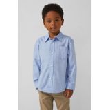 Shirt - Katoenen Chambray - Lange Mouwen - Normale Pasvorm - Met Kraag en Borstzakje