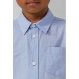 Shirt - Katoenen Chambray - Lange Mouwen - Normale Pasvorm - Met Kraag en Borstzakje