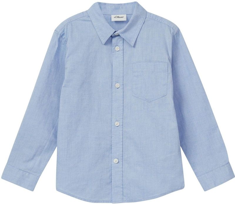 Shirt - Katoenen Chambray - Lange Mouwen - Normale Pasvorm - Met Kraag en Borstzakje