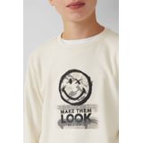 Sweatshirt - Smiley®-print - Katoenmix - Normale Pasvorm - Geborstelde Binnenkant