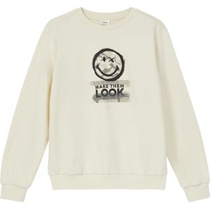 Sweatshirt - Smiley®-print - Katoenmix - Normale Pasvorm - Geborstelde Binnenkant