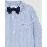 Shirt - Slim-fit - Gestreept - Lange Mouwen - Afneembaar Strikje