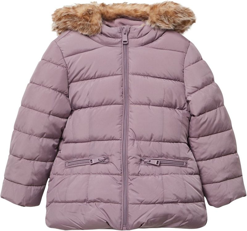 Buitenjas - Gewatteerde Jas - Met Vaste Capuchon - Voor Kinderen