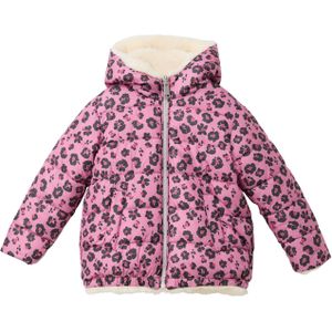 Buitenjas - Omkeerbare Jas - Dierenprint en Imitatiebont - Met Capuchon - Voor Kinderen