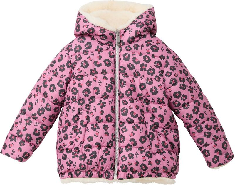 Buitenjas - Omkeerbare Jas - Dierenprint en Imitatiebont - Met Capuchon - Voor Kinderen