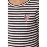 T-shirt - Slim-fit - Lange Mouwen - Glinsterende Strepen - Ronde Halslijn