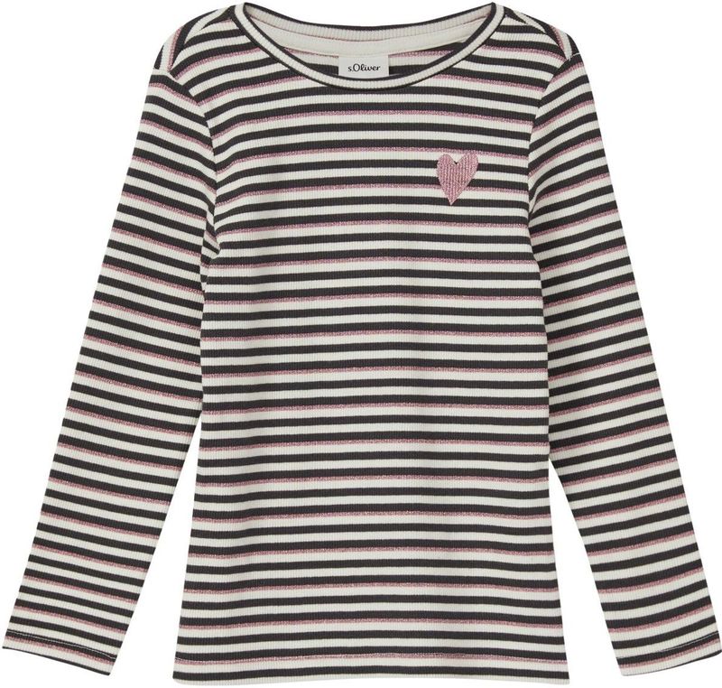 T-shirt - Slim-fit - Lange Mouwen - Glinsterende Strepen - Ronde Halslijn