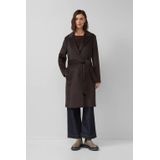 s.Oliver BLACK LABEL - Lange Wollen Jas - Regular Fit - Effen - Met Tailleriem