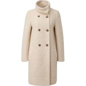 s.Oliver BLACK LABEL - Lange Wollen Jas - Shaped Fit - Effen - Dubbele Knoopsluiting