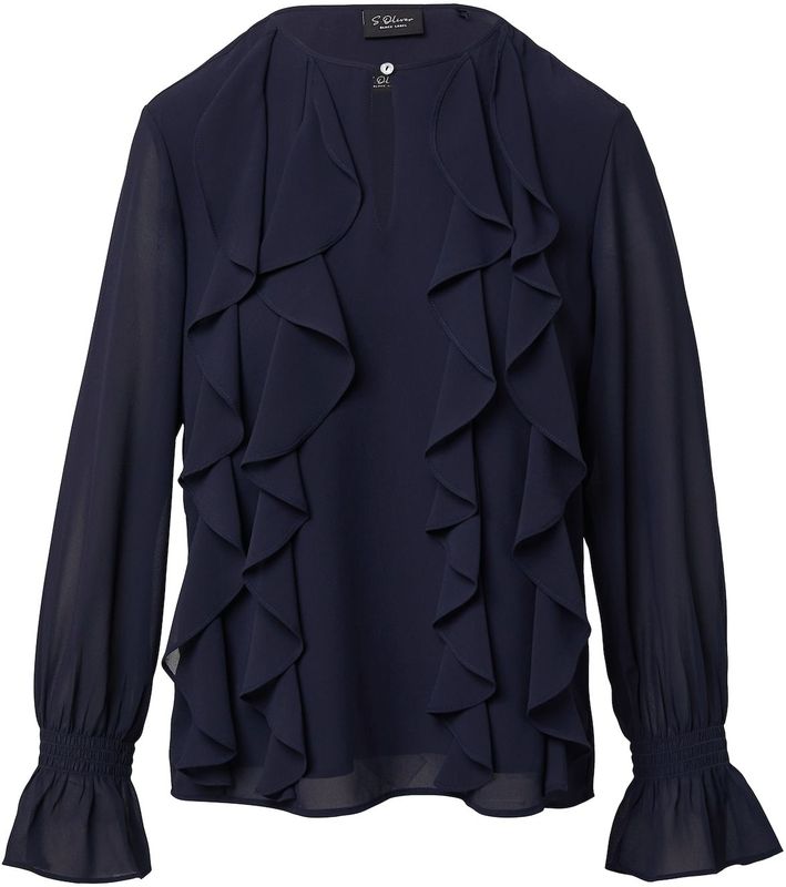 s.Oliver - Blouse - Chiffon - Met Ruches - Lange Mouwen