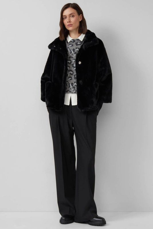 s.Oliver BLACK LABEL - Imitatiebont Jack - Effen - Relaxed Fit - Lange Mouwen