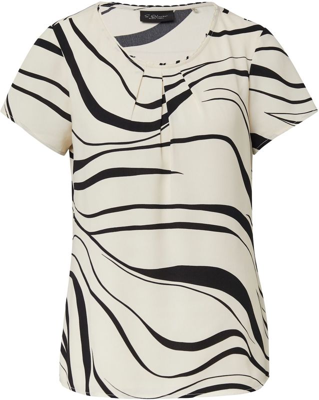 Blouse - Korte Mouwen - All-Over Print - Crêpe Stof - Normale Pasvorm