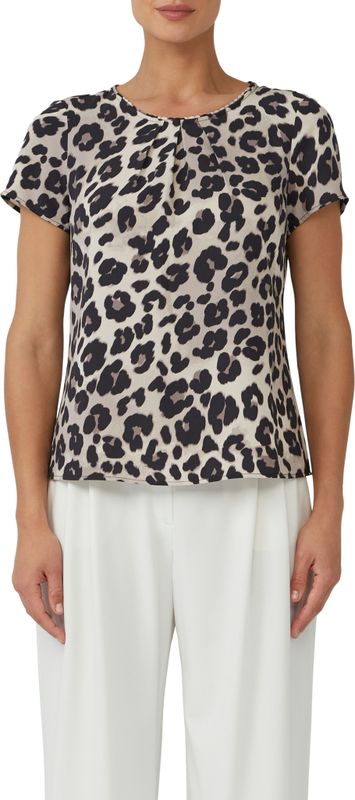 s.Oliver BLACK LABEL - Blouse - Zwart - Korte Mouwen - Met Print All-over