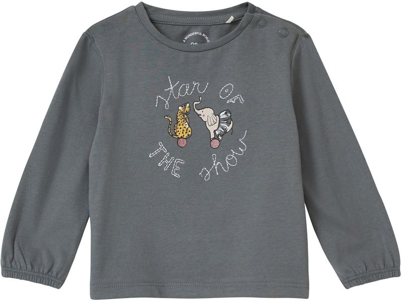 T-shirt - Zacht Katoenen Jersey - Glitterprint - Met Drukknopen