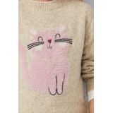 Gebreide Trui - Kattenmotief - Losvallend - Zacht - Lange Mouwen