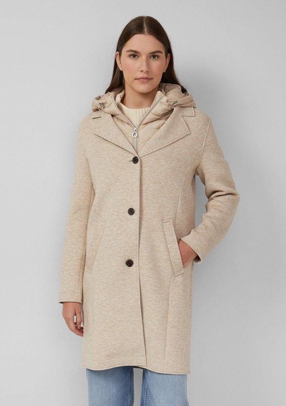 s.Oliver - Tussenmantel - Beige - Klassieke Mantel - Afneembare Capuchon