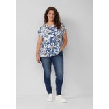 s.Oliver - Blouseshirt - Ecru/Zwart - Dierenprint - Kwartmouw