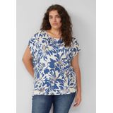 s.Oliver - Blouseshirt - Ecru/Zwart - Dierenprint - Kwartmouw