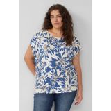 s.Oliver - Blouseshirt - Ecru/Zwart - Dierenprint - Kwartmouw
