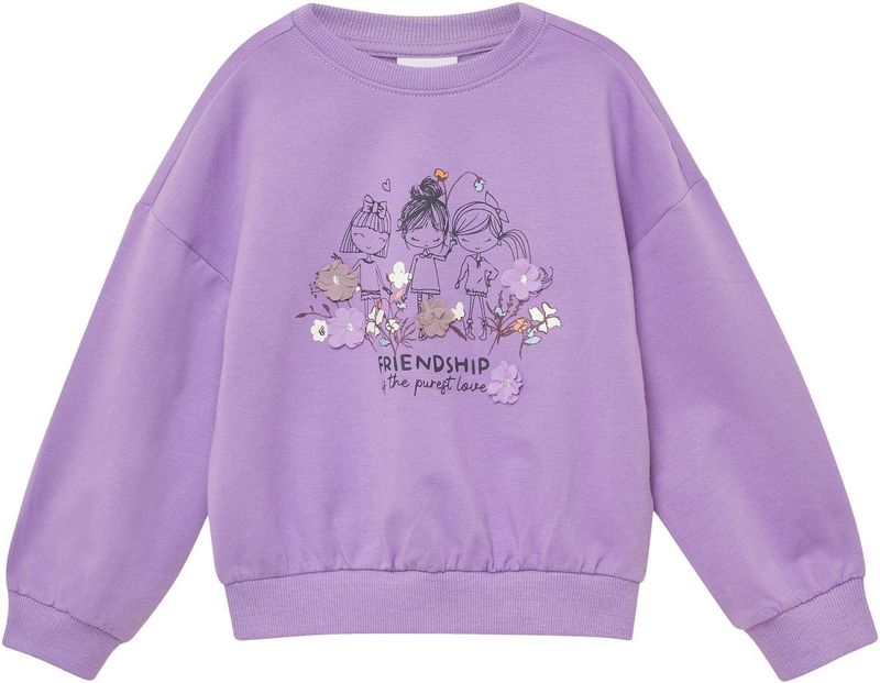 Sweatshirt - Oversized - Zacht - Glitterprint - Bloemenapplicatie