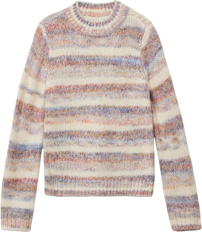 Gebreide Trui - Gestreept - Losse Pasvorm - Ronde Hals - Wijde Mouwen