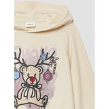 Sweatshirt - Glitter Kerstprint - Katoenmix - Met Gevoerde Capuchon