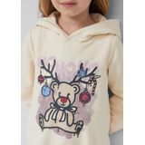 Sweatshirt - Glitter Kerstprint - Katoenmix - Met Gevoerde Capuchon
