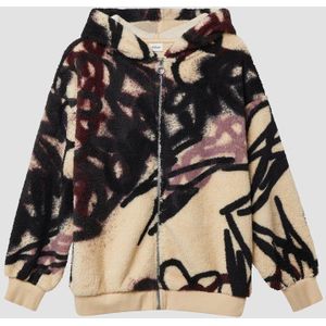 s.Oliver - Vest - Polyester - Met Capuchon - Imitatiebont - All-over Print