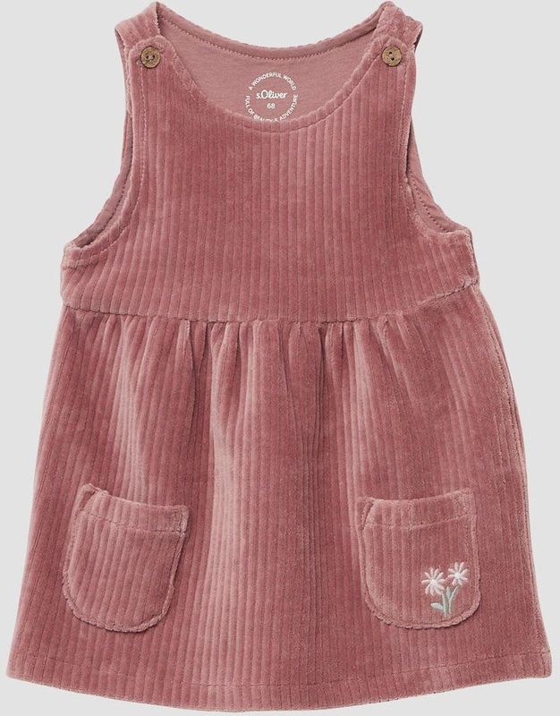 Jurk - Corduroy - Met Bloemenborduursel - Verstelbare Bandjes - Zachte Katoenmix