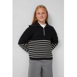 Gebreide Trui - Streeppatroon - Hoge Troyer-kraag - Zacht