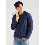 s.Oliver - Henleyshirt - Blauw - Lange Mouwen - 3-knoopsmodel