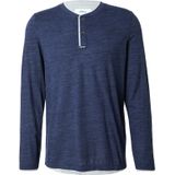 s.Oliver - Henleyshirt - Blauw - Lange Mouwen - 3-knoopsmodel