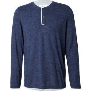 s.Oliver - Henleyshirt - Blauw - Lange Mouwen - 3-knoopsmodel