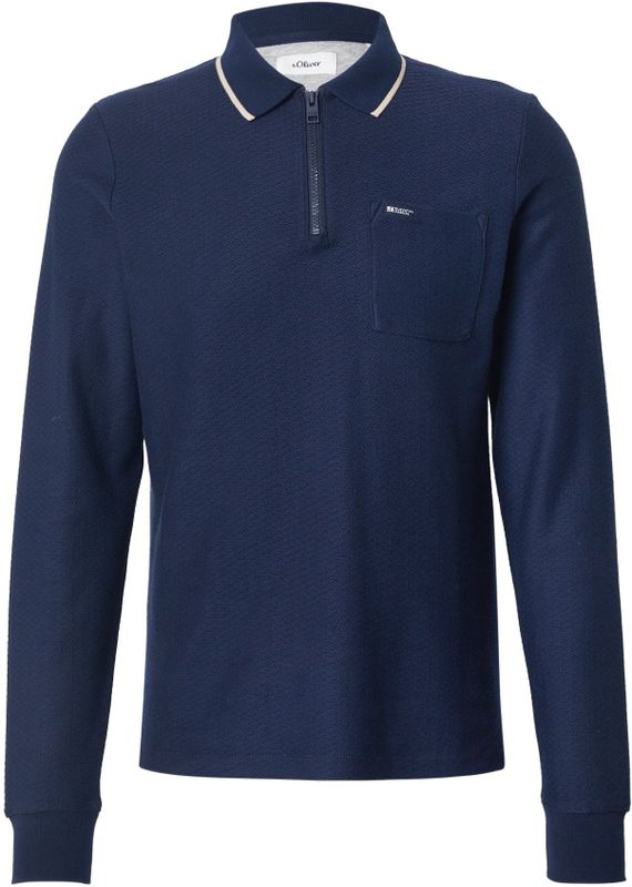 s.Oliver - Shirt - Navy - Lange Mouw - Polokraag